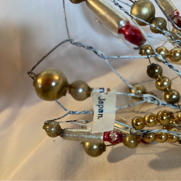 Antique mercury glass bead Christmas decorations mesh wire set 3 trees bells - Picture 8 of 9